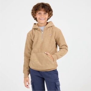 Champion Boys' 1/4 Zip Corduroy Hoodie - Khaki L 14/16 NWT